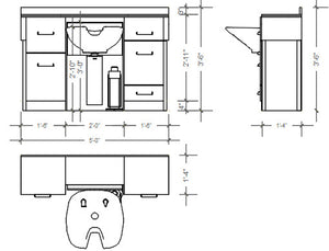 PS Exclusive 60"w Luxe Wet Station for Adjust-A-Sink