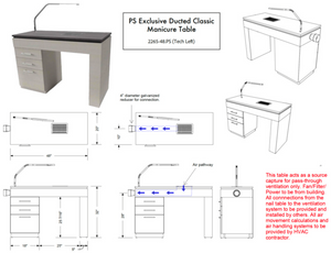 PS Exclusive Classic DUCTED 48" Manicure Table 2025