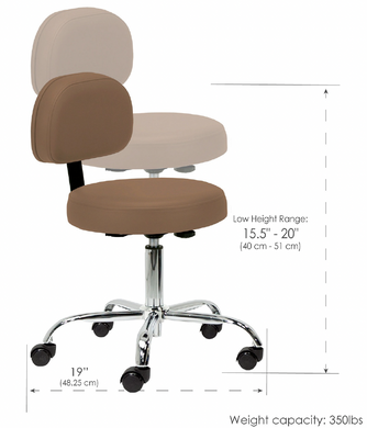 PS Custom Pneumatic Pedi Tech Stool w/Back Support 2025