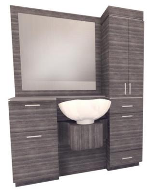 PS Exclusive Classic Standard Wet Station w/ Right-Set Tower & Framed Mirror